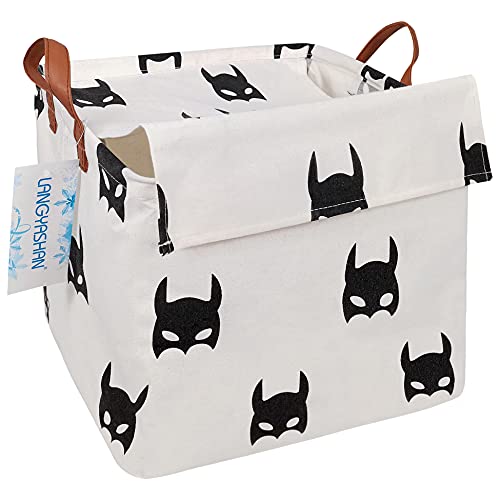 LANGYASHAN Square Storage Baskets with Lid Waterproof Canvas Children Laundry Nursery Hamper for
