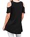 PrinStory Women's Blouse Tunic Tops Short Sleeve Cold Off Shoulder Round Neck Casual Loose Shirts Black-US XX-Large