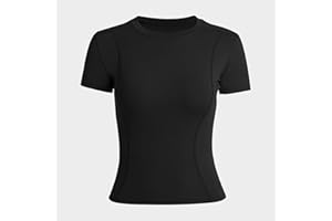Seamless Women Workout Tops Short Sleeve Athletic Shirt Double Lined Gym Top Crew Neck Running Tshirt