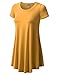 URBANCLEO Womens Round Neck Elong Tunic Top Mini T-Shirt Dress Mustard Medium