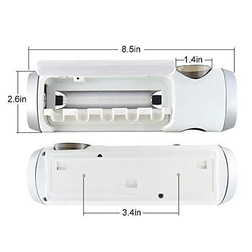 BOHON UV Toothbrush Holder with Sterilization Function Build-in Drying Fan Toothpaste Holder and 5 Toothbrush Sterilizer Holder Wall Mounted for Women Kids Baby Shower Bathroom Mirror