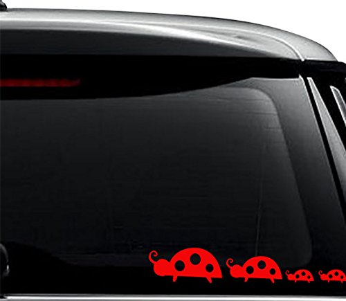 Cute Ladybug Ladybird Beetle Family Decal Sticker For Use On Laptop, Helmet, Car, Truck, Motorcycle, Windows, Bumper, Wall, and Decor Size- [6 inch] / [15 cm] Wide / Color- Gloss Red