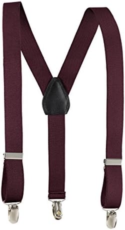 Rob Riverdale Kids and Baby Adjustable Elastic Solid Colors Children Suspenders (30 Inched (8yrs. - to 5 feet tall), Maroon)
