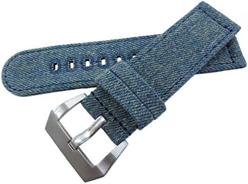 JRRS7777 Men's Watch Strap 24mm Canvas Denim Indigo Brushed Buckle