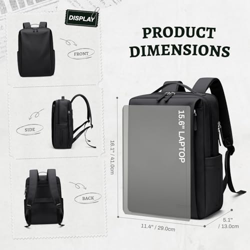 GOLF SUPAGS Women's and Men's PU Leather Backpack, Elegant 15.6 Inch Laptop Backpack, Multifunctional Water Resistant Travel Backpack for University, Work, Travel