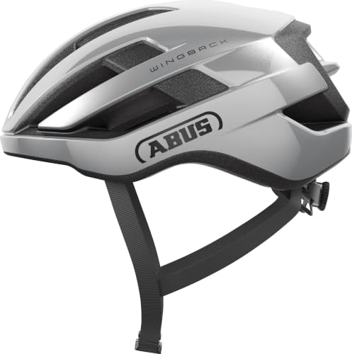 ABUS Rennradhelm WingBack – einfacher Roadhelm für sportliches Fahren im Alltag und in der Freizeit – für Erwachsene und Jugendliche – Silber, Größe S