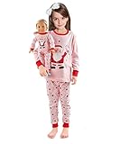 Girls Matching Doll&toddler 4 Piece long cotton Christmas Pajamas Kids Pjs