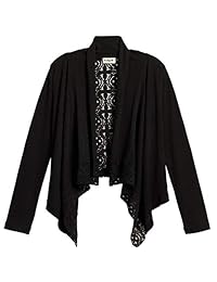 KIDPIK Cardigan para Niñas - Abrigo abierto de Primavera Verano con Mangas Largas en Fucsia Rosa, Gris, Púrpura, Azul Marino o Negro