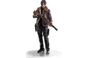 Leon Figure, Holding A Gun Leather Leon Scott Kennedy Anime Figures 29cm/11.4inch Handmade PVC Cartoon Character Decoration C