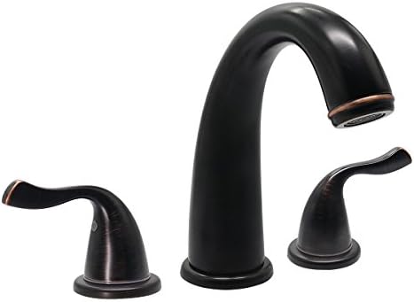 KINFAUCETS Bathroom Faucet, Two-Handle, Three Holes, Low-Arc Widespread, Oil Rubbed Bronze, Solid Brass Antique, Without Pop Up Drain, Kitchen, Lavatory, Bathroom, Vanity, Best Commercial