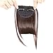 Fashion Clip in Bangs Dark Brown Fringe Hair Extensions Synthetic Hairpieces Clips on Hair Bang False Short Flat Bangs Two Side (Clip in Bang, 4#)