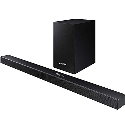 Philips Soundbar with Wireless Subwoofer, Home Theater Speaker System for TV, 2.1 Channel Sound Bars with Bluetooth Enabled Music Streaming