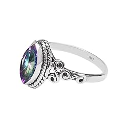 Mystic Topaz Ring 925 Sterling Silver Statement