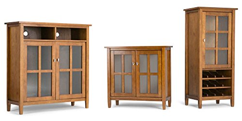 Simpli Home AXWSH005 Warm Shaker Solid Wood 39 inch Wide Rustic Medium Storage Media Cabinet in Honey Brown