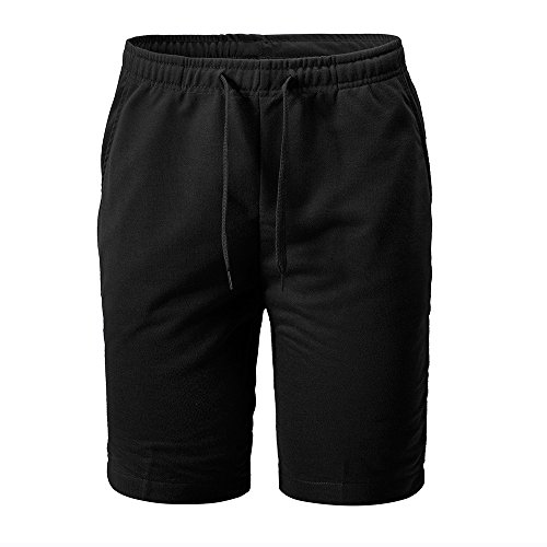 Nevera Men Casual Solid Elastic Waist Active Jogger Gym Sports Shorts Black
