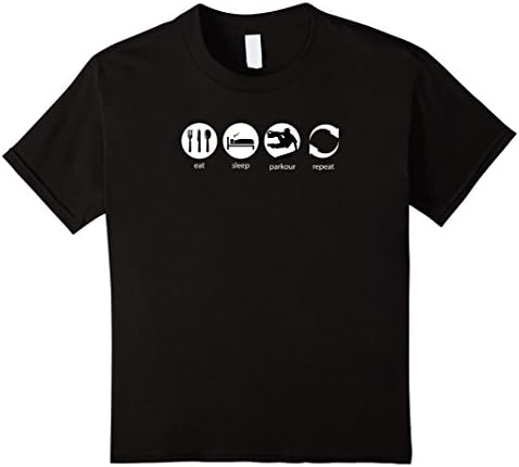 Kids Eat Sleep Parkour Repeat Gear &amp; T-Shirts With Funny Sayings 12 Black