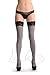 Warm Striped Grey With Black Velvet Silicon Floral Garter 60 Den - Hold Ups