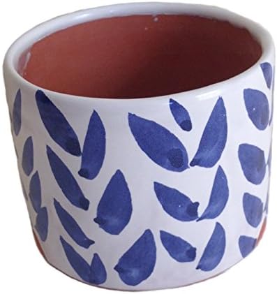 TM10-018 Terracotta Plant Pot with Majolica Glaze 3.5"H"H x 4.25"D (Blue)