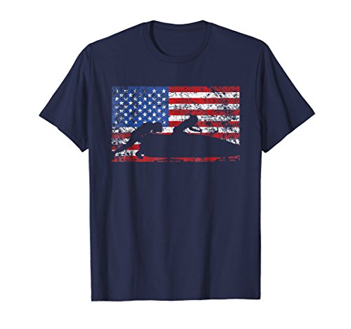 Mens American Flag Bobsledding T-Shirt, USA Gift, Bobsled Team XL Navy
