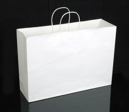 Halulu 25Pcs Paper Bags, Kraft white bags - Patry Bag, Shopping Bag, Merchandise Bag - Retail Bag With Handle, 16" x 6" x 12"