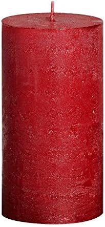 Red Holiday Metallic Rustic Pillar Candle - Very Elegant - Smokless &amp; Dripless Clean Burning Candle