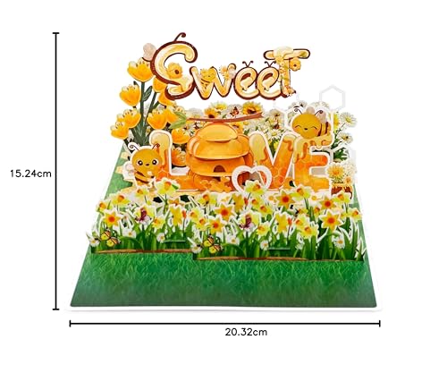CUTPOPUP The Bees Love – 3D Anniversary Card, Wedding Anniversary Card, Birthday Card, Wedding Greeting Card, Gift Card, Original Gifts for Women (Bees Love) US8-LO146ES