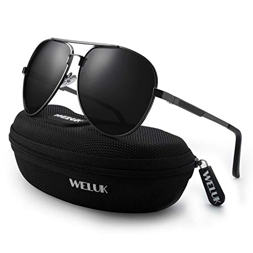 Extra Large Aviator Sunglasses - WELUK Men's Military Style Suglasses Polarized