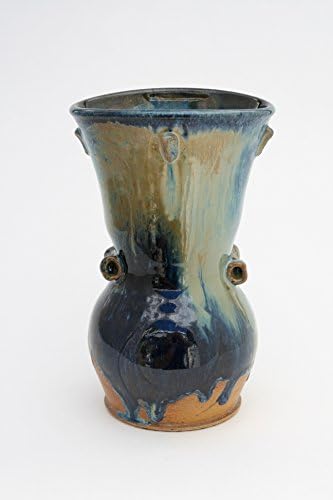 Sculptural Blue Green Vase #15, Sculpted Pottery Vase, Wheel Thrown Ceramic Vase, Sculptural Ceramics