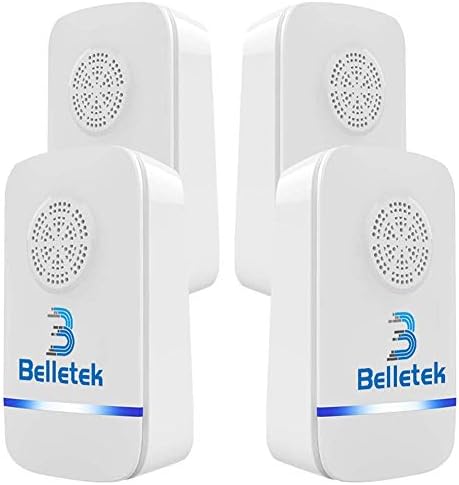 Belletek Pest Control Ultrasonic Repeller for Mosquitoes- Safe for Children and Pets - Quickly Eliminates Flies, Cockroaches, Spiders, Fleas, Mice, Rats (Pack of 4)