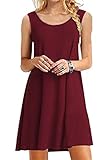 VOGRACE Women's Basic Sleeveless Casual Loose Swing Tank Dress Sundress