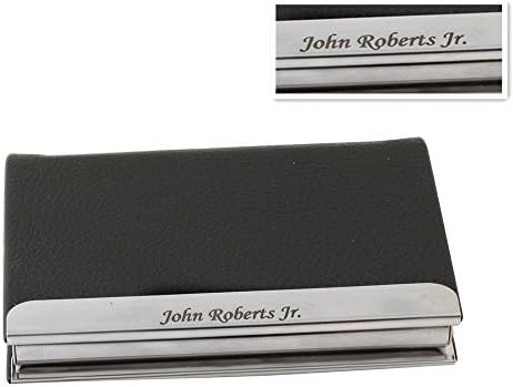 GP Engravable Business Card Holder Custom Leatherette Metal Skin Card Case for Men Gift- Free Engraving