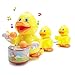 Yellow Duck Toys, Musical Toy Walking Singing Ducklings Following Mom Duck Play Drum Flashing LED Light Bump Go Wheel Gifts Baby Infants Toddlers Kids
