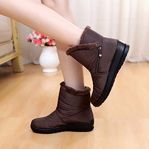 Teresamoon Women's Ladies Winter Waterproof Short Snow Boots Footwear Warm Shoes (Brown/37)