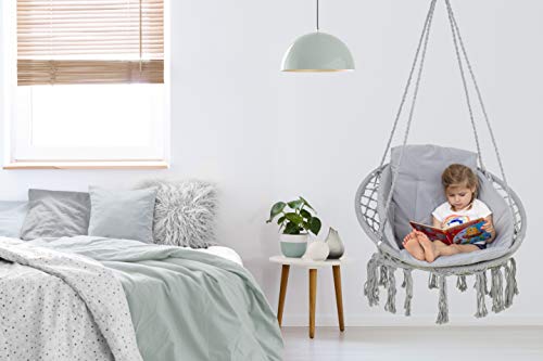 VITA5 Makramee Hängesessel Indoor - Bequemer Boho Hängestuhl für Garten & Balkon - Hängeschaukel mit weichem Kissen… – Bild 7