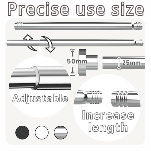 Pressure Curtain Pole for Curtain without Drilling Extendible for Bathroom Shower Room Curtains, Length 85 - 180 cm, Diameter 25 mm, White