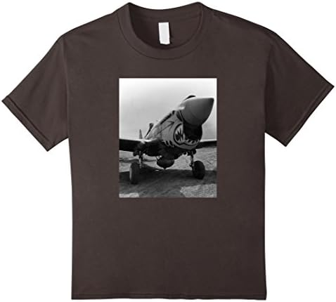 Kids P-40 Warhawk World War 2 Aviation Plane T-Shirt 12 Asphalt