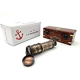 Vintage Nautical Handheld Brass Telescope with Wood Box - Nautical Captain Spyglass Telescope