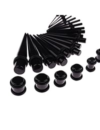 JieyueJewelry - Juego de 50 dilatadores de oreja de 14 G a 00 G, dilatadores y dilatadores acrílicos y túneles de silicona, expansores de oreja, piercing para el cuerpo