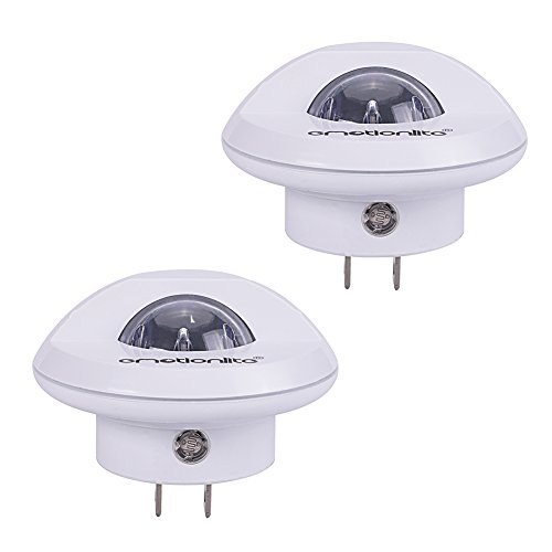 Emotionlite Pack of 2 LED Night Light with Dusk to Dawn Sensor Plug in Children Night Lamp for Kid’s Bedroom Bathroom Hallway Stairways Corridor Closet or Any Dark Corner Warm White(360° Rotation)