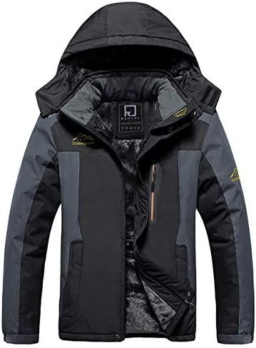 RUNVEL Men's Waterproof Mountain Jacket Windproof Outdoor Multi-Pockets Winter Fleece