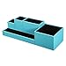 Vlando VPACK Desk Organizer - Office Leatherette 5-Compartment Pen Card Gadget Holder Desktop Stationery Storage Box (Peacock Blue)