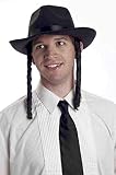 Forum Novelties Men's Adult Rabbi Hat with Payes Costume Accessory, Black, One Size