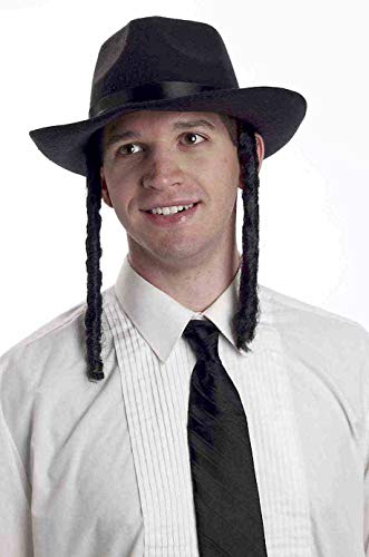 Forum Novelties Men's Adult Rabbi Hat with Payes Costume Accessory, Black, One Size