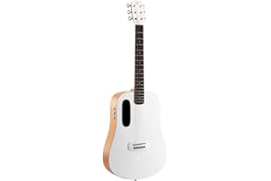 BLUE LAVA Original Acoustic Electric Guitar with Effects for Adults, w/Charging Cable & Airflow Bag, White 36 Inch