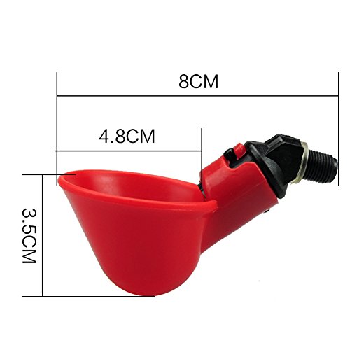 Automatic Chicken/Poultry Drinkers/Waterers with Cups Watering Cups Bowls Red Plastic Backyards Chicken Flock Duck Bird Water Feeder Livestocktool (4)