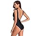 INFMETRY Womens Low Back Shirred One-Piece Swimsuit (Black, (US 8-10) M)