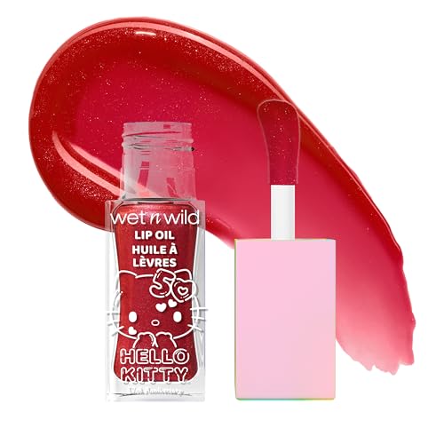 wet n wild Hello Kitty Glitter Lip Oil, New 10 Oil Infused Formula, Warm Apple…