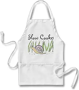 Goodaily Kitchen Apron Slow Cooker Snail for Men Women with Pockets
