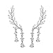 CZ Crystal Leaves Ear Cuffs Earrings Sweep up Ear Vine Wrap Pins Silver Tone