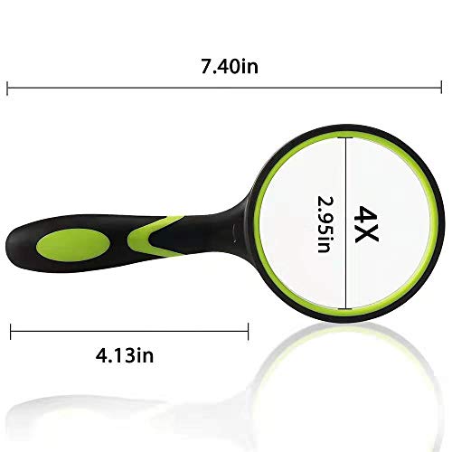 Wapodeai Shatterproof Magnifying Glass 4X Handheld Reading Magnifier for Seniors & Kids, 75mm Large  - //medicalbooks.filipinodoctors.org